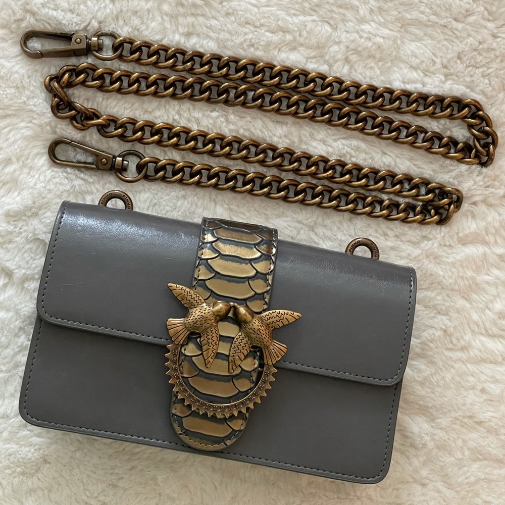 Pinko Love Bag python bronze/grey limited edition